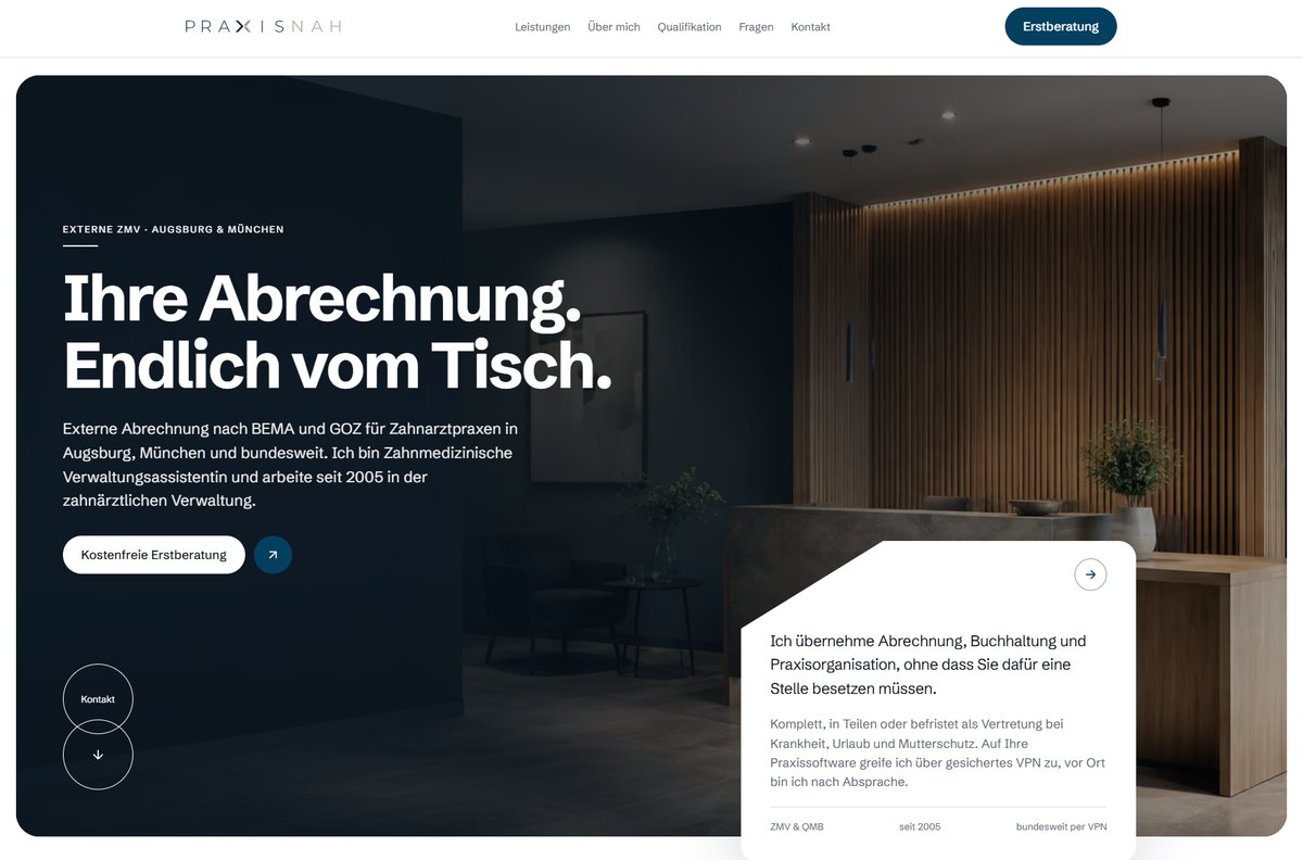 Dieselbe Startseite in Tablet-Breite