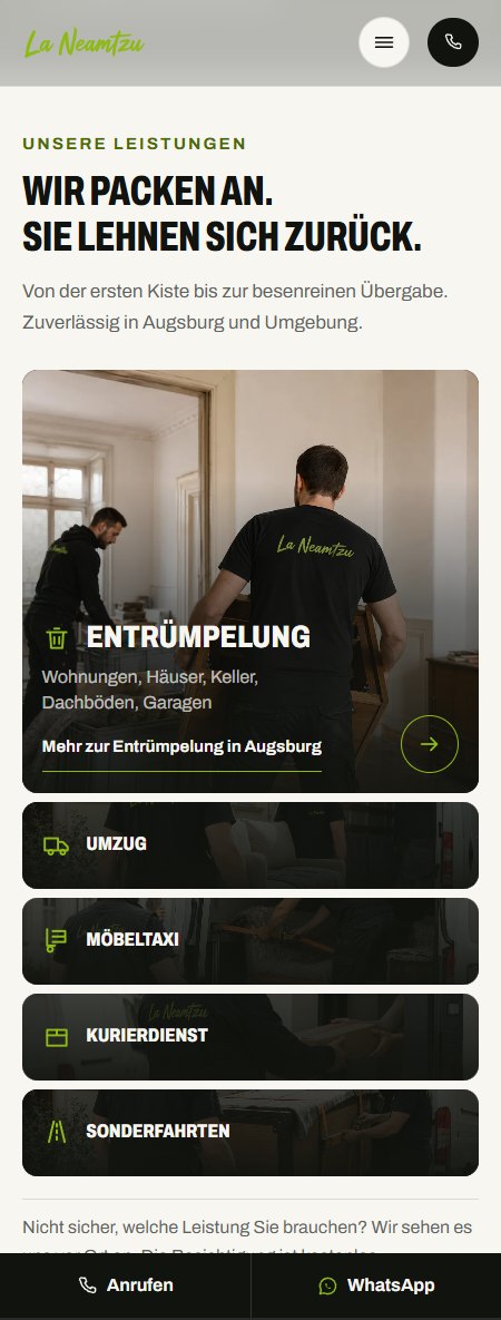 Dieselbe Startseite am Telefon