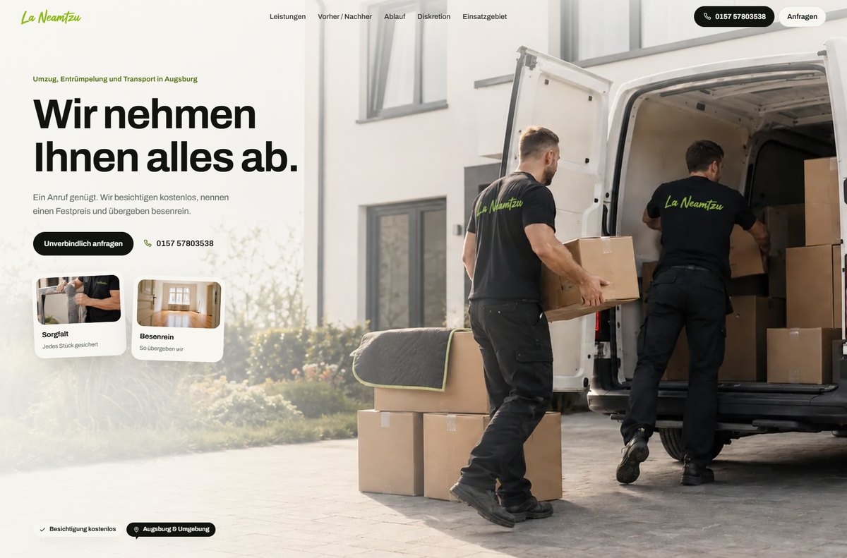 Dieselbe Startseite in Tablet-Breite